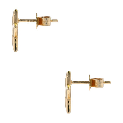 14K Gold Mother Of Pearl And Diamond Accented Star Stud Earrings