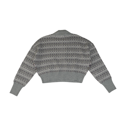 Gray Print 1/4 Zip Sweater
