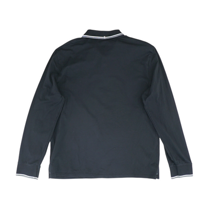 Navy Solid Long Sleeve Polo