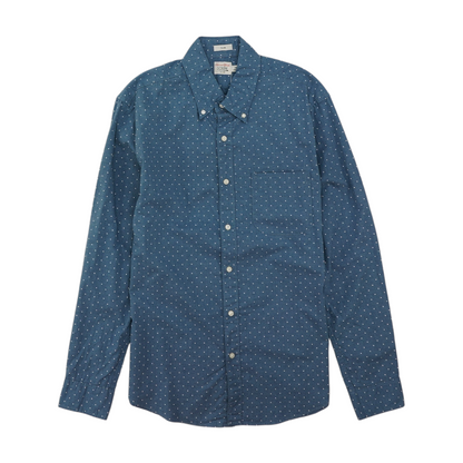Blue Polka Dot Long Sleeve Button Down