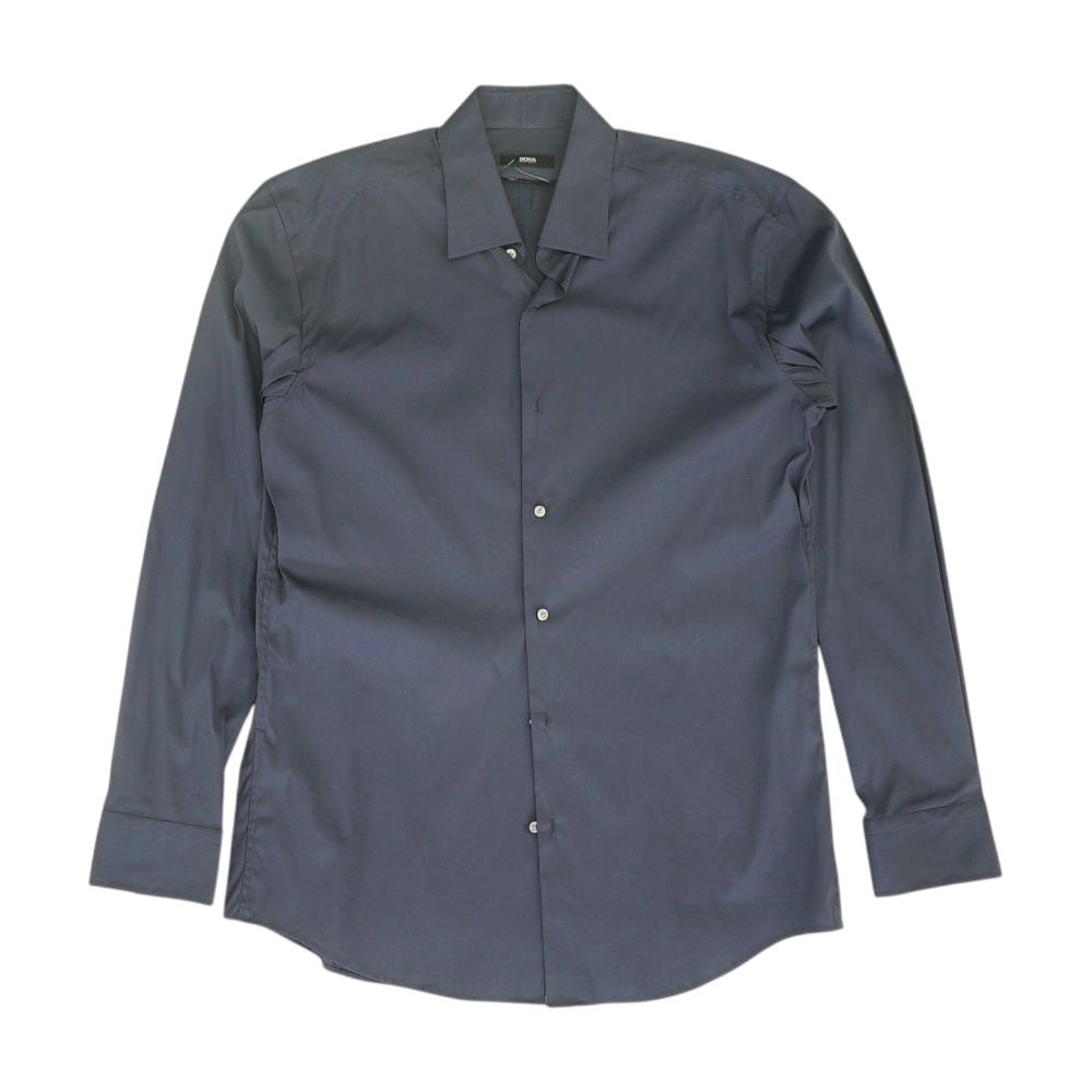 Navy Solid Long Sleeve Button Down
