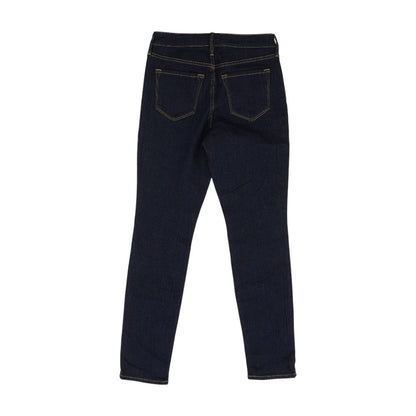 Blue Solid High Rise Straight Leg Jeans