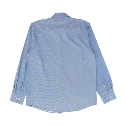 Blue Geometric Long Sleeve Button Down