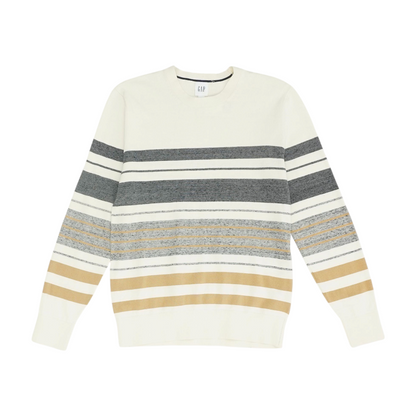 Beige Striped Pullover Sweater