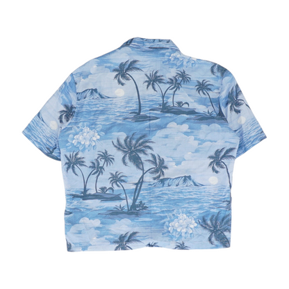 Blue Tropical Short Sleeve Button Down