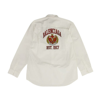 White 2021 College-Logo Embroidered Ls Button Down