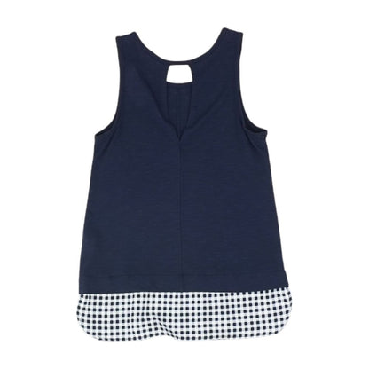 Navy Color Block Sleeveless Blouse