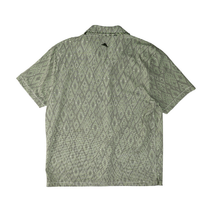 Green Striped Short Sleeve Button Down
