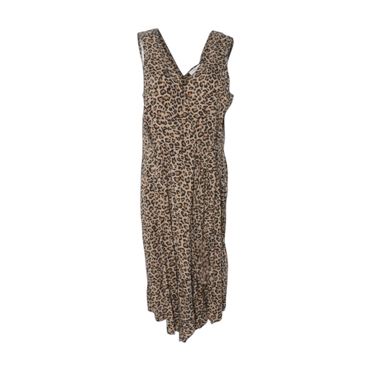 Tan Animal Print Midi Dress