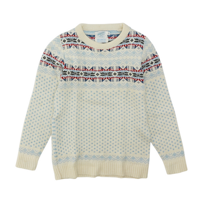 Vintage White Print Pullover Sweater