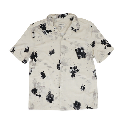 Ivory Floral Short Sleeve Button Down