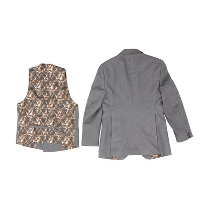 Gray Solid Sport Coat and Vest Set