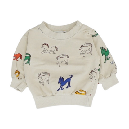 Beige Print Pullover Sweater