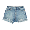 Blue Solid Denim Shorts