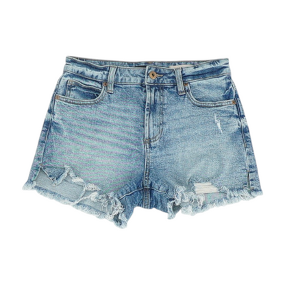 Blue Solid Denim Shorts