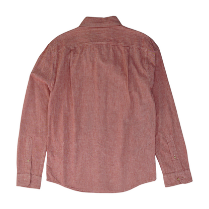 Red Solid Long Sleeve Button Down