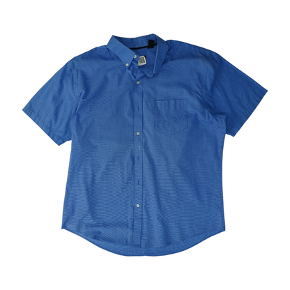 Blue Houndstooth Short Sleeve Button Down