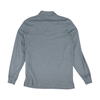 Gray Solid Long Sleeve Polo