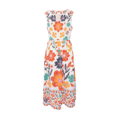 Cream Floral Midi Dress