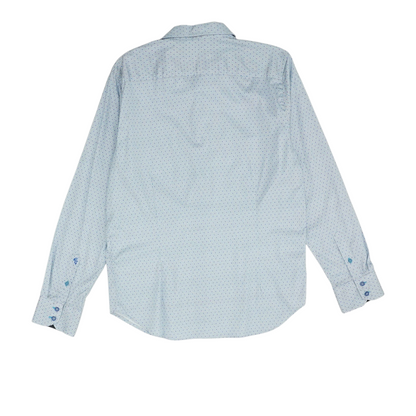 Blue Geometric Long Sleeve Button Down