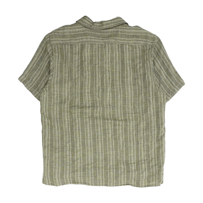 Green Striped Short Sleeve Button Down