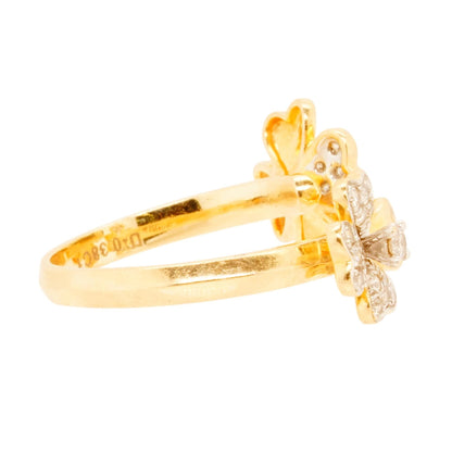 .33 ct 14K Two Tone Gold Open Two Flower Diamond Band