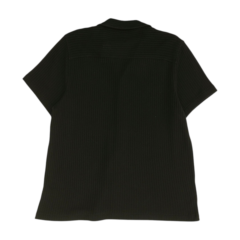 Black Solid Short Sleeve Button Down