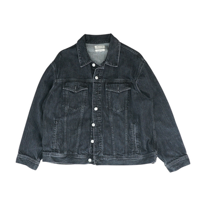 Black Solid Denim Jacket