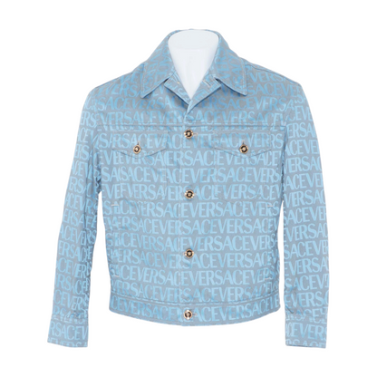 Blue Allover Print Denim Jacket