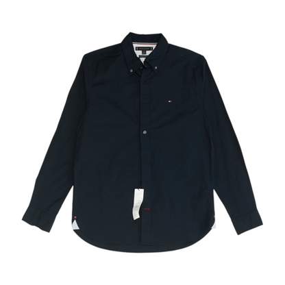 Navy Solid Long Sleeve Button Down