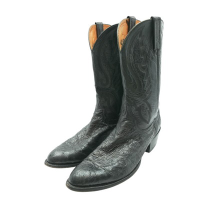 Black Quill Pattern Ostrich Leather Boots