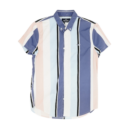 Blue Striped Short Sleeve Button Down