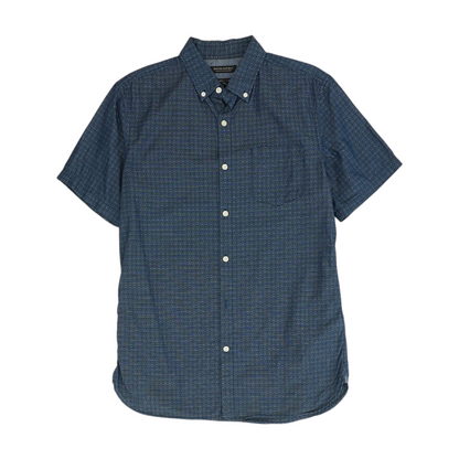 Blue Tall Print Short Sleeve Button Down