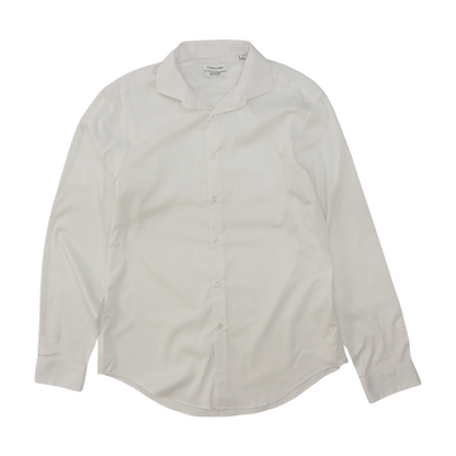 White Solid Long Sleeve Button Down