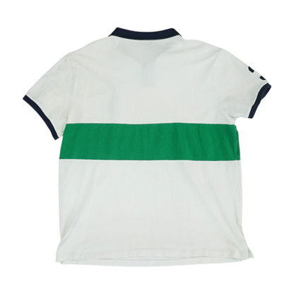 White Color Block Short Sleeve Polo