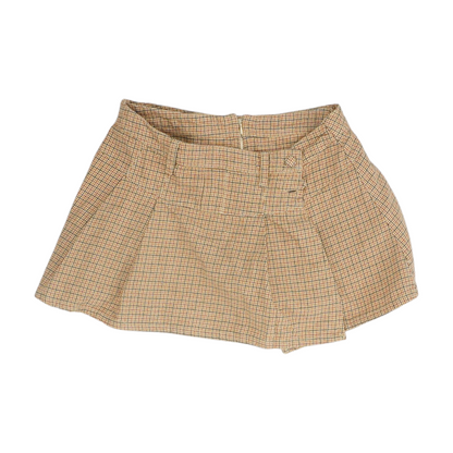 Beige Houndstooth Mini Skort