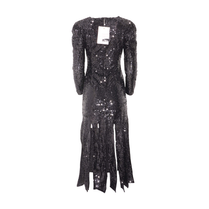 Black Long Sleeve High Neck Carwash Panel Dress