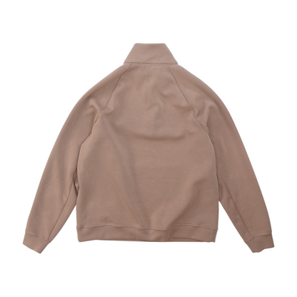 Brown Solid 1/4 Zip Pullover