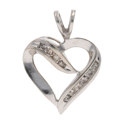 1/2 Ct 14K White Gold Diamond Accented Heart Pendant