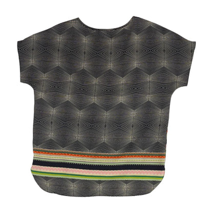 Multi Geometric Short Sleeve Blouse