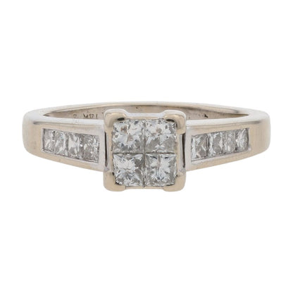 3/4 Ct 14K White Gold Tension Set Princess Cut Diamond Engagement Ring