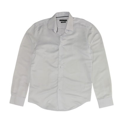 White Solid Long Sleeve Button Down