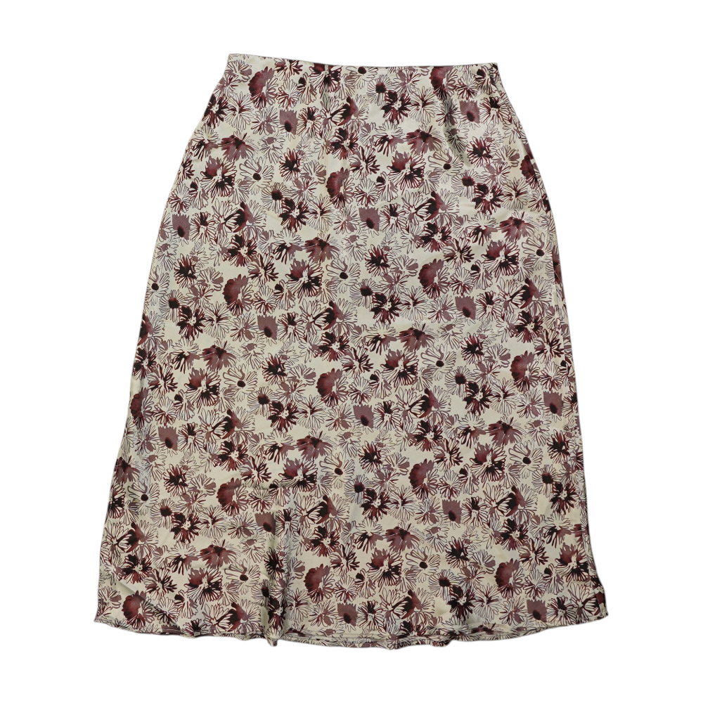 White Floral Midi Skirt