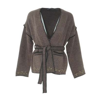 Brown Chevron Cardigan Sweater