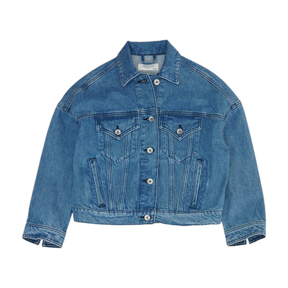 Blue Solid Denim Jacket