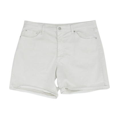 White Solid Denim Shorts