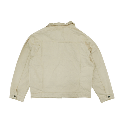 Beige Solid Denim Jacket