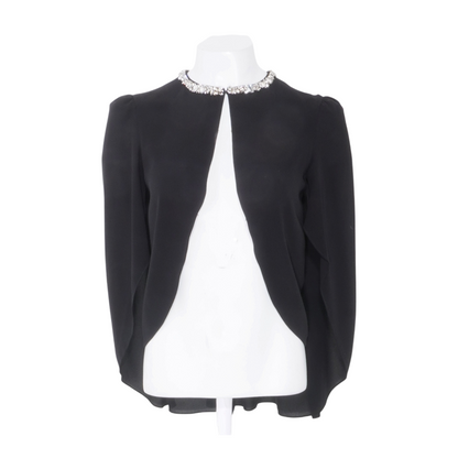 Black Embellished Silk Georgette Cape Top