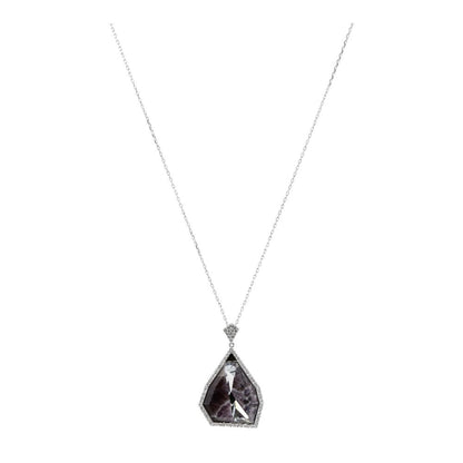 Silver Tone Allure Amethyst Crystal Pendant Necklace