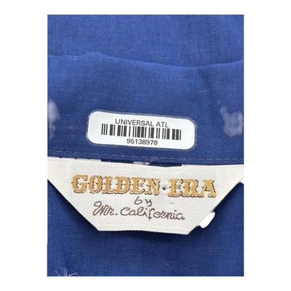 Blue Solid Short Sleeve Button Down